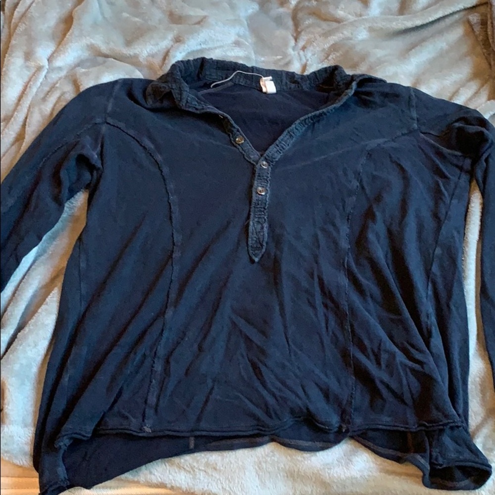 Free People Long Sleeved Collared Tee